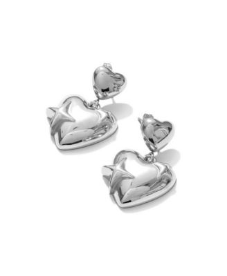 High-Shine Stainless Steel Heart Stud Earrings