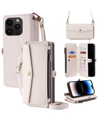 Wallet Case for iPhone 12-17, Card Holder with 5 Card Slots & Straps