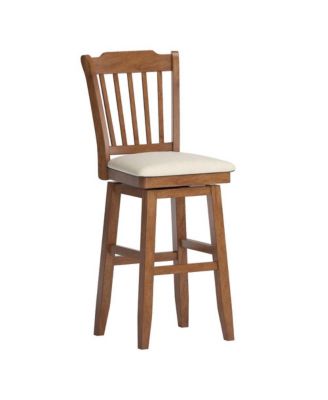 Lea Slat Swivel Bar Stool with Linen Seat