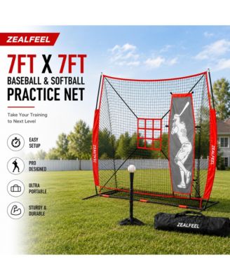 Baseball Net, 7x7 ft Pitching and Batting Net with Dummy Batter, Ball Collection 2 Strike Zones, Batting Tee, Carry Bag, Baseball  Net