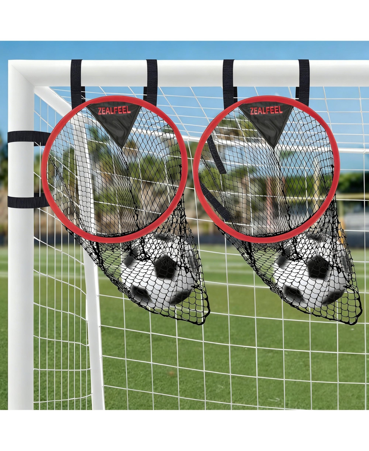 Zealfeel Soccer Goal Target for 2 Pieces, 16-in Top Bins Soccer Target Goal for Corner Shooting Accuracy Training, Soccer Goal with Carry Bag