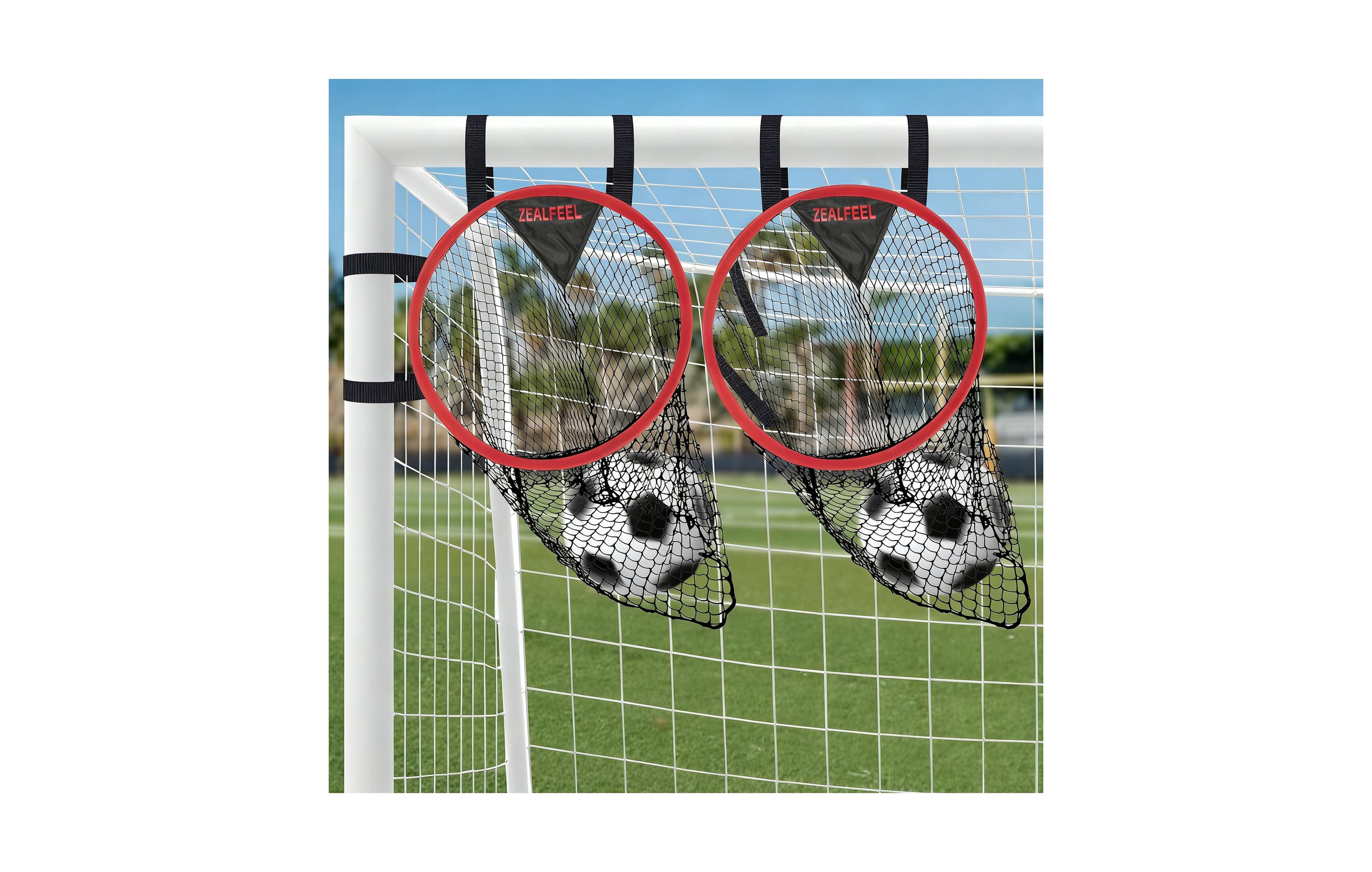 Zealfeel Soccer Goal Target for 2 Pieces, 16-in Top Bins Soccer Target Goal for Corner Shooting Accuracy Training, Soccer Goal with Carry Bag