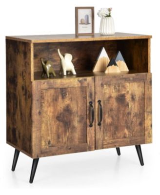 Mid-century Wooden Storage Cabinet Wine Glass Holders