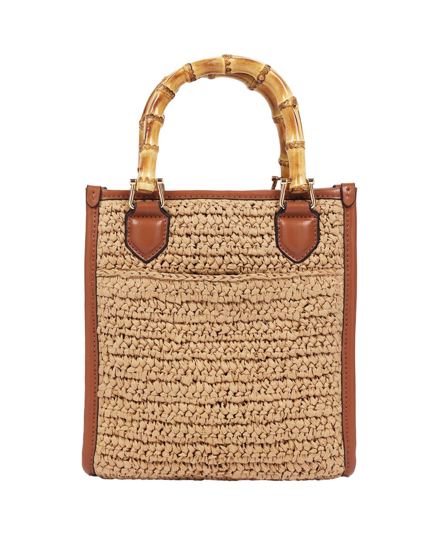 Женская сумка Tommy Bahama Celine Floral-Embroidery Straw Bamboo Tote, цвет: Коньячный — фото 4