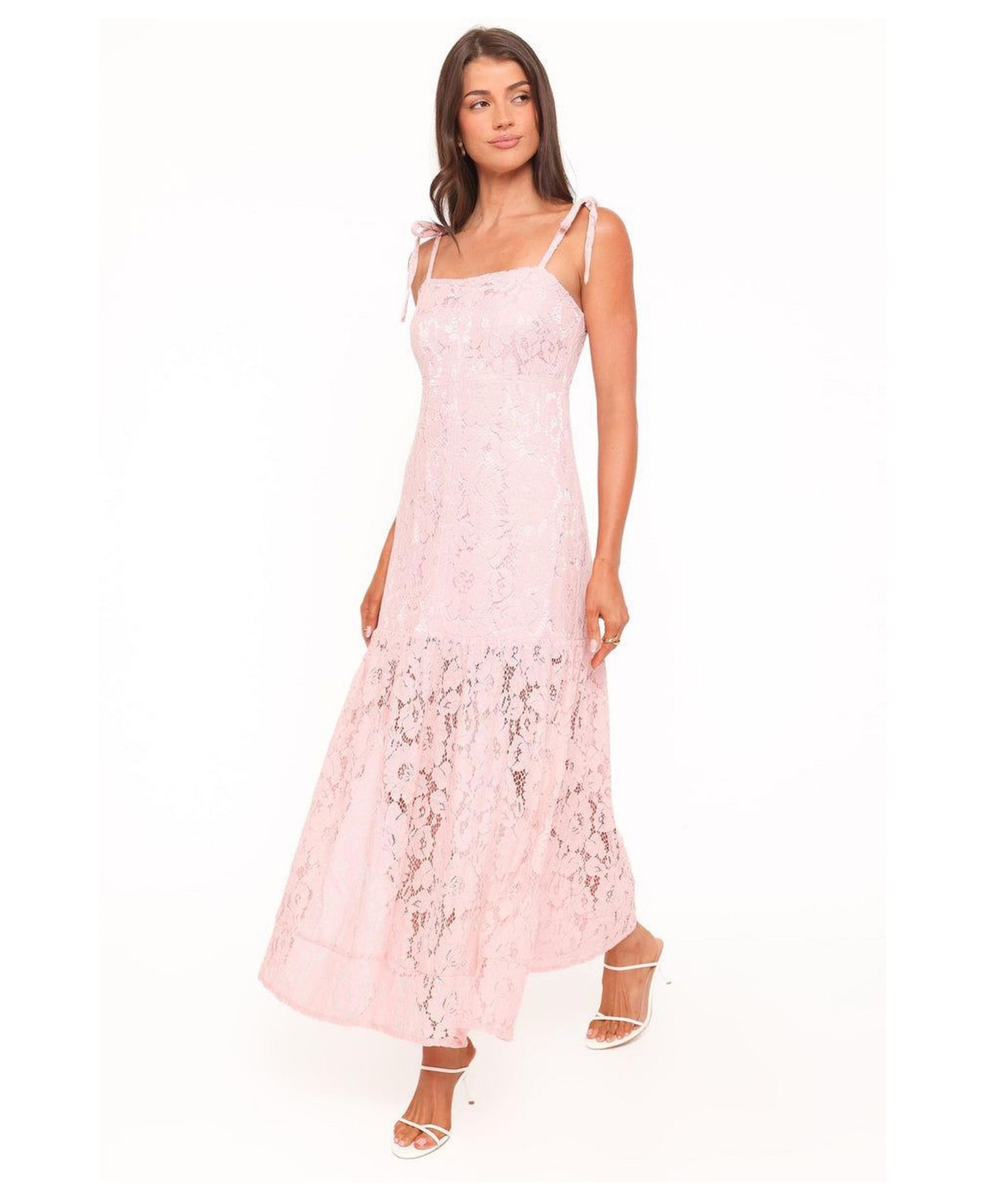 Женское платье Petal and Pup Nicolette Lace Floral Square Neck Maxi, цвет: Розовый — фото 2