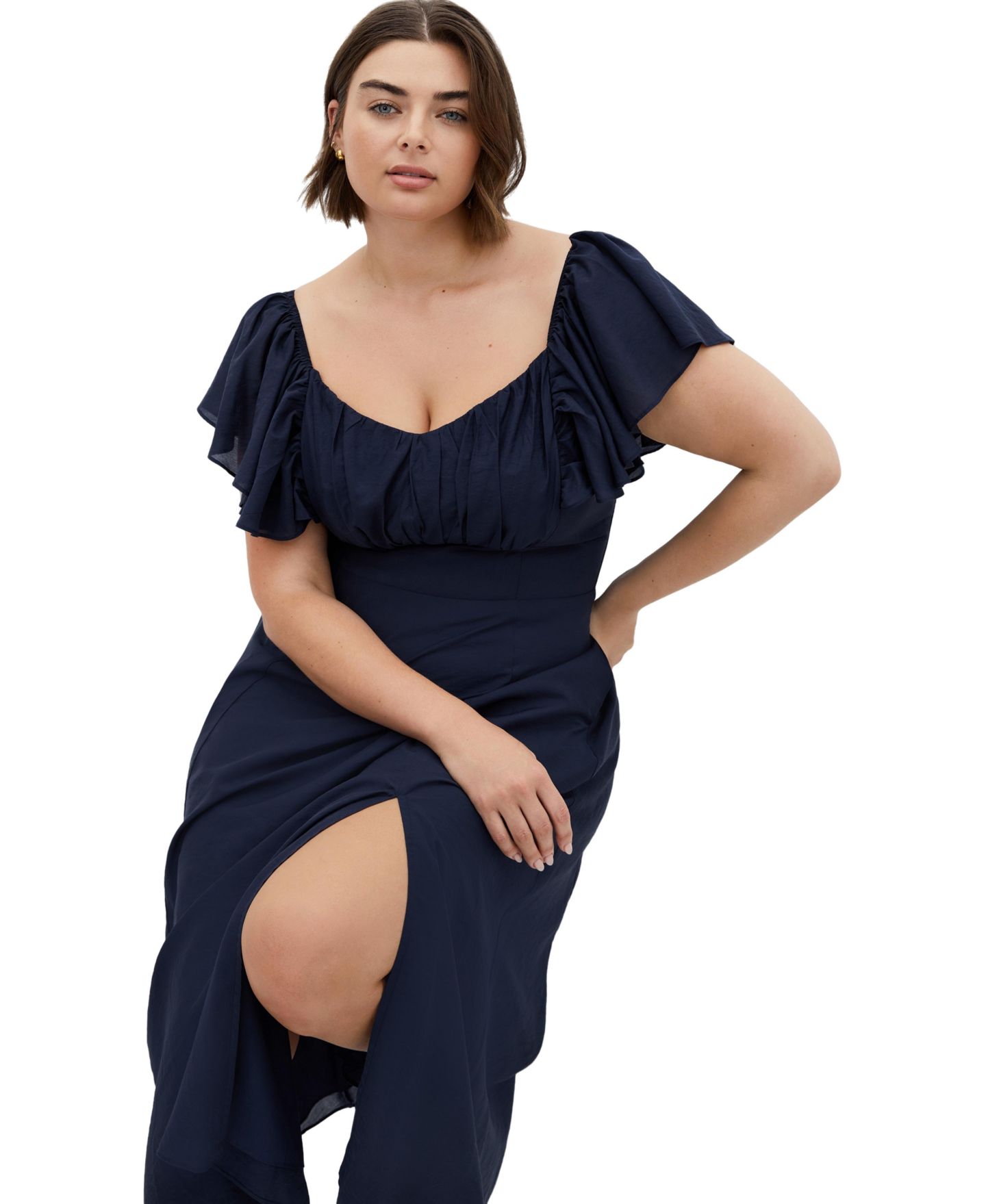 Женское платье CITY CHIC Alisia Tie-Back Midi, цвет: Тёмно-синий — фото 3