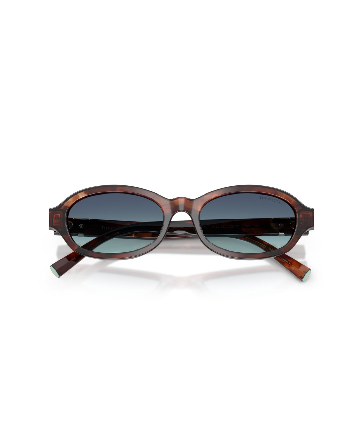 Женские солнцезащитные очки Tiffany & Co. Oval Blue Gradient Lenses Sunglasses TF4270U, цвет: Коричневый гавана — фото 5