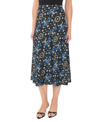Women's Bias High-Waisted A-Line Floral Midi Skirt
