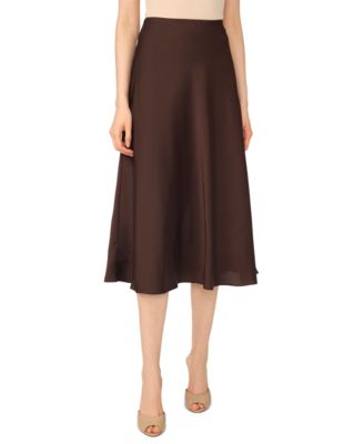 Women's A-line Side-Zip Satin Midi Skirt
