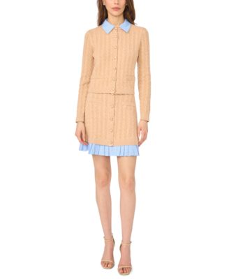Women's Cable-Knit A-Line Mini and Cardigan Set