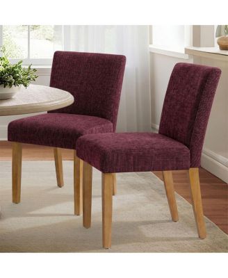 18.5'' Seat Height Linen Upholstered Solid Wood Dining Chair, Set of 2