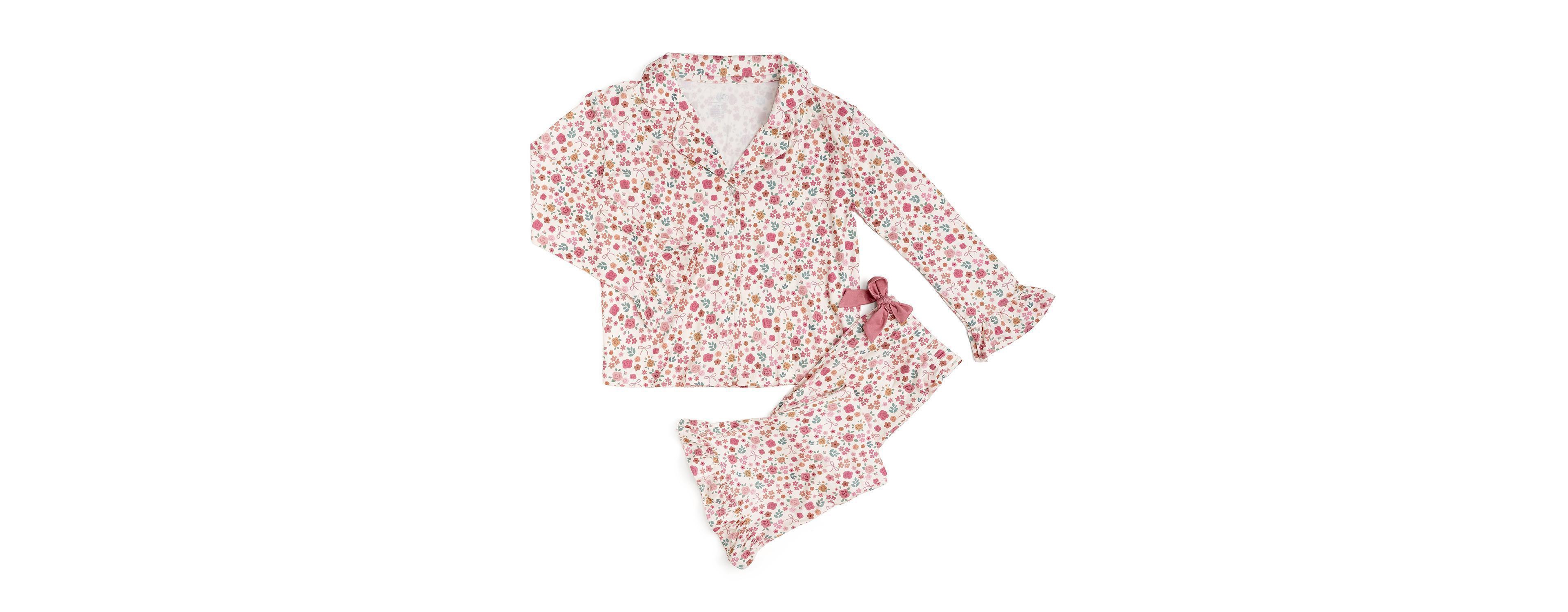 Sweet Wink Toddler Girls' 2T-5T Berry Floral Long-Sleeve Floral-Print Ruffled Top and Pants, 2-Piece Set
