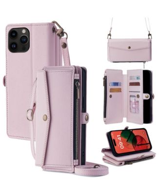 5-in-1 Wallet Phone Case with Removable Wrist and Crossbody Straps for Apple iPhone 12-17