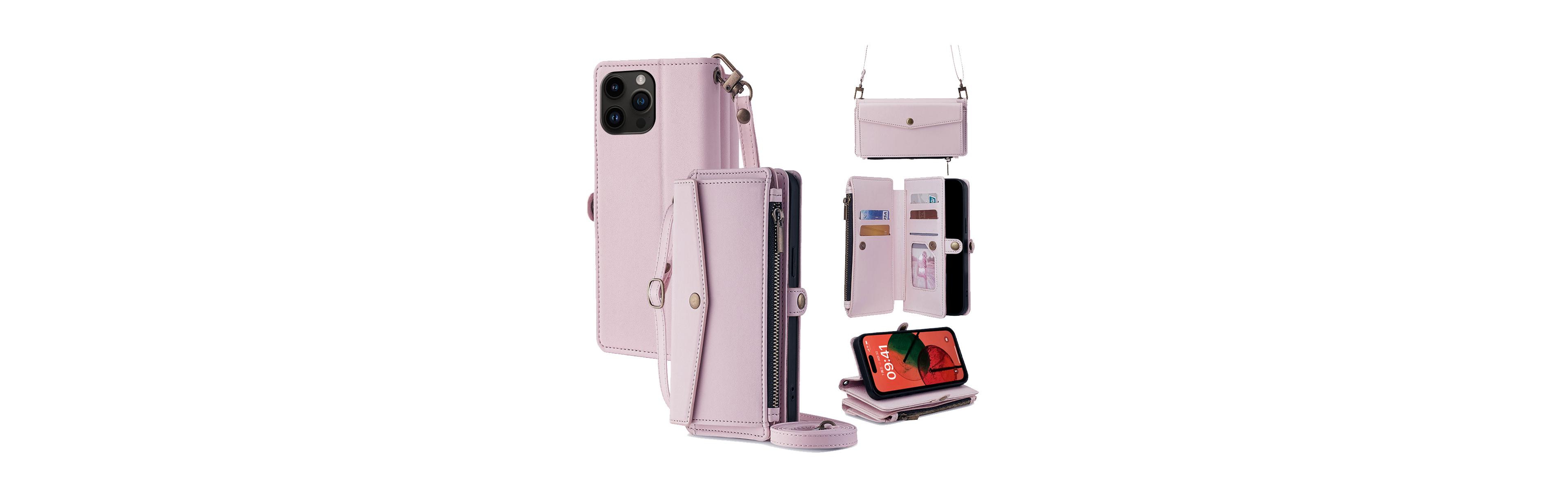 Artudatech 5-in-1 Wallet Phone Case with Removable Wrist and Crossbody Straps for Apple iPhone 12-17