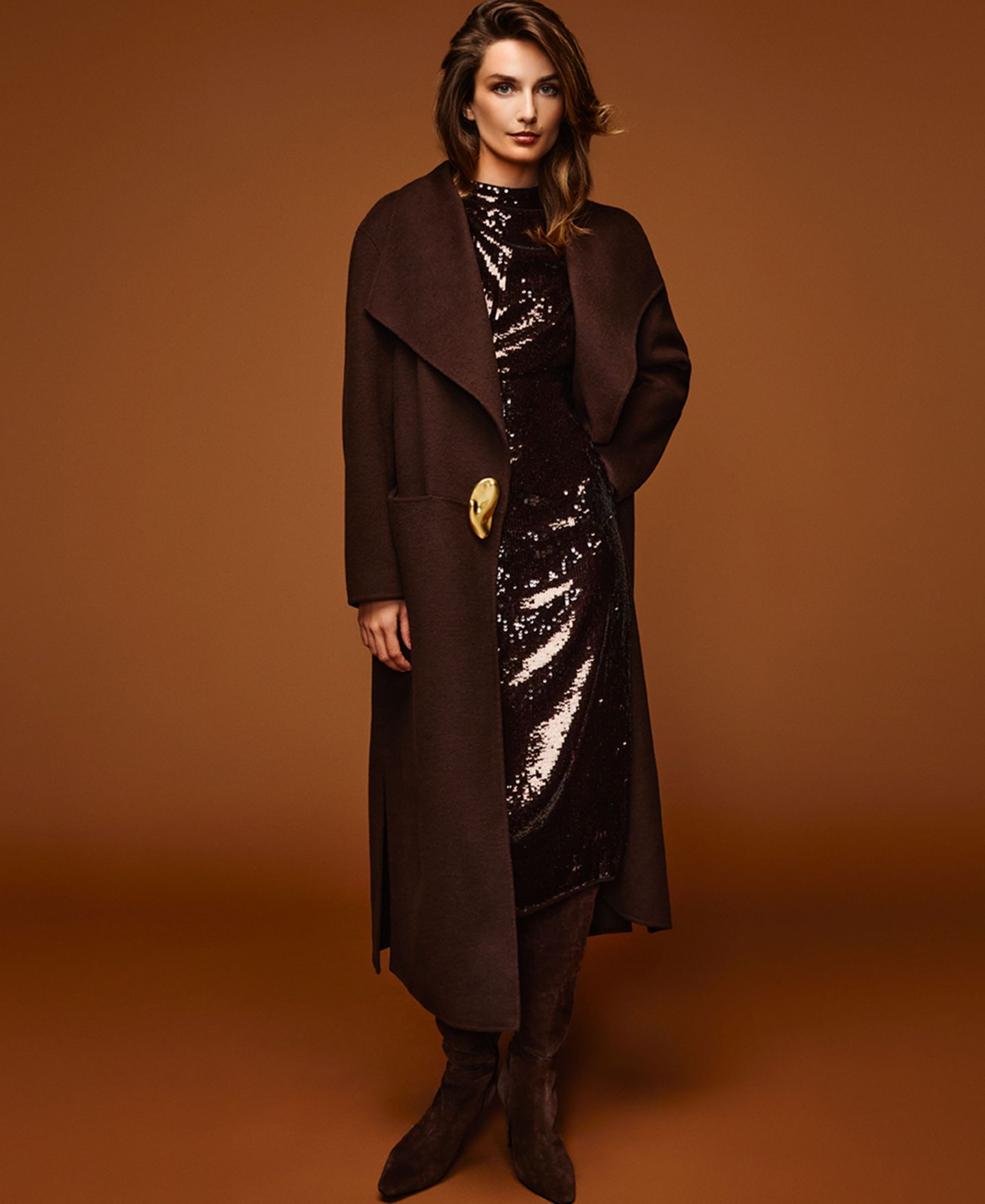 Женское пальто Donna Karan New York Wool-Blend Oversized Coat, цвет: Чёрный вишнёвый — фото 19