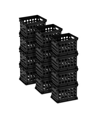 Mini Crate Stackable Plastic Storage Bin Organizer w/ Handles, 12 Pack