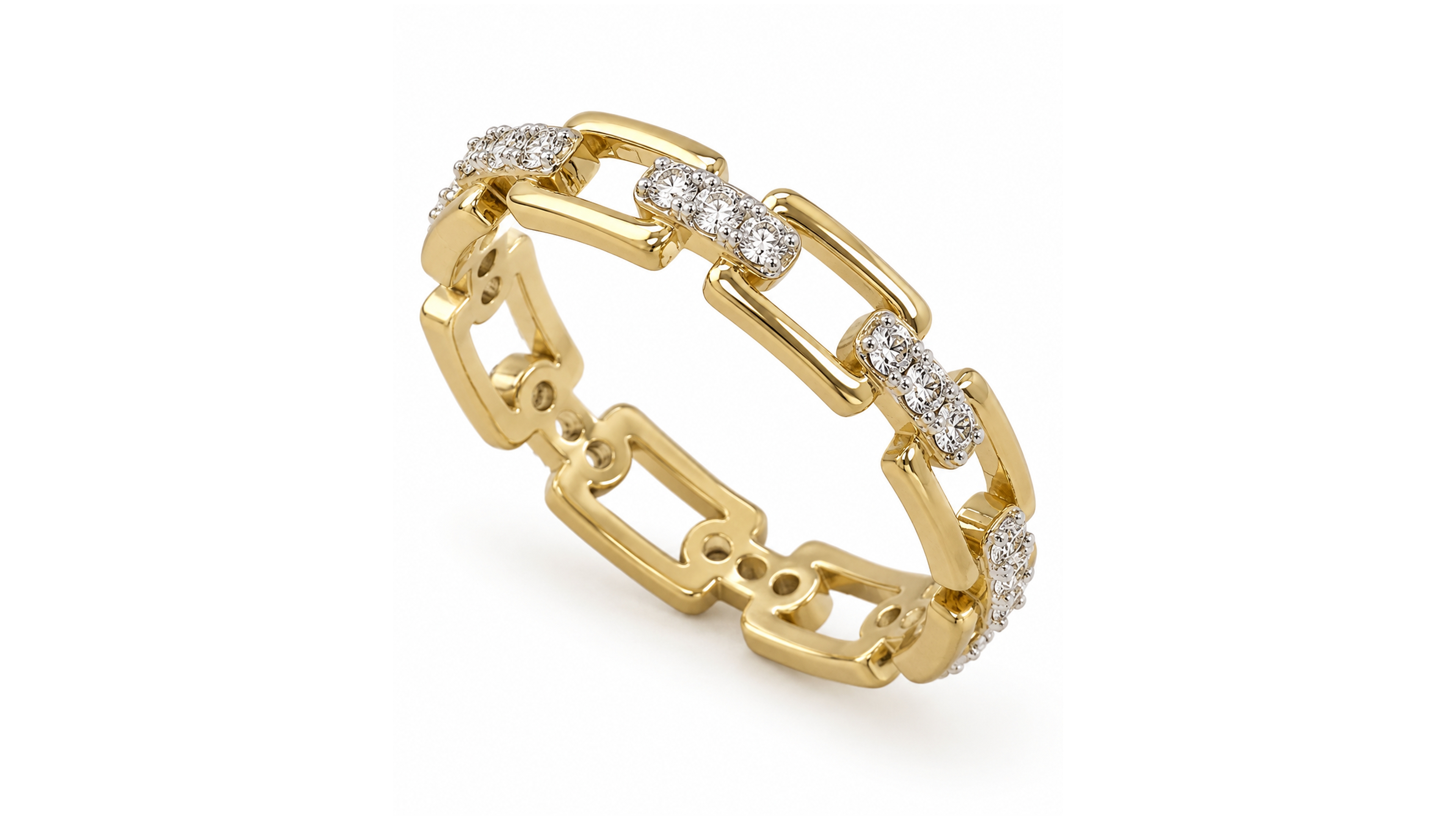 And Now This Cubic Zirconia 18K Gold Plated Link Ring