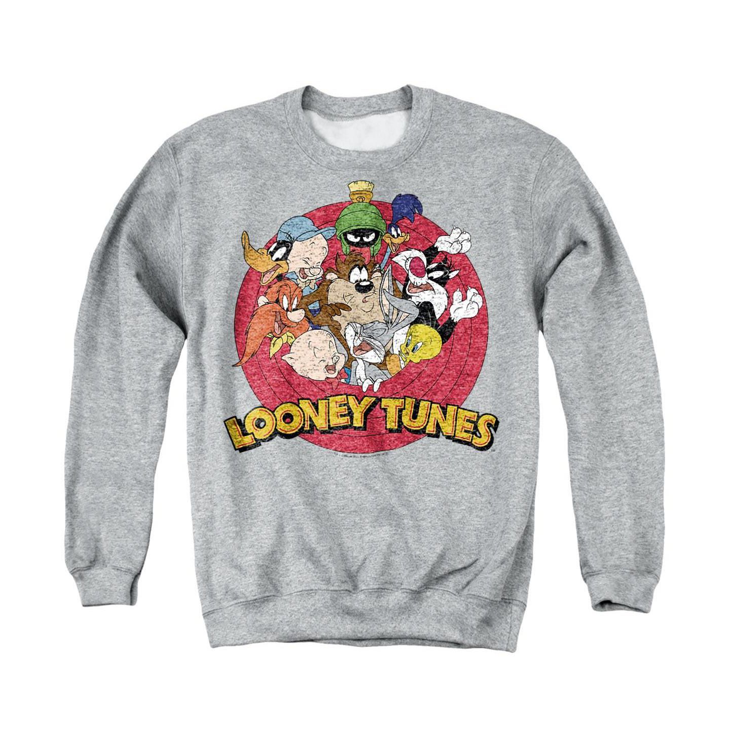 Мужская толстовка Looney Tunes Smaller Group Graphic Classic-Fit Crewneck, цвет: Меланжевый — фото 1