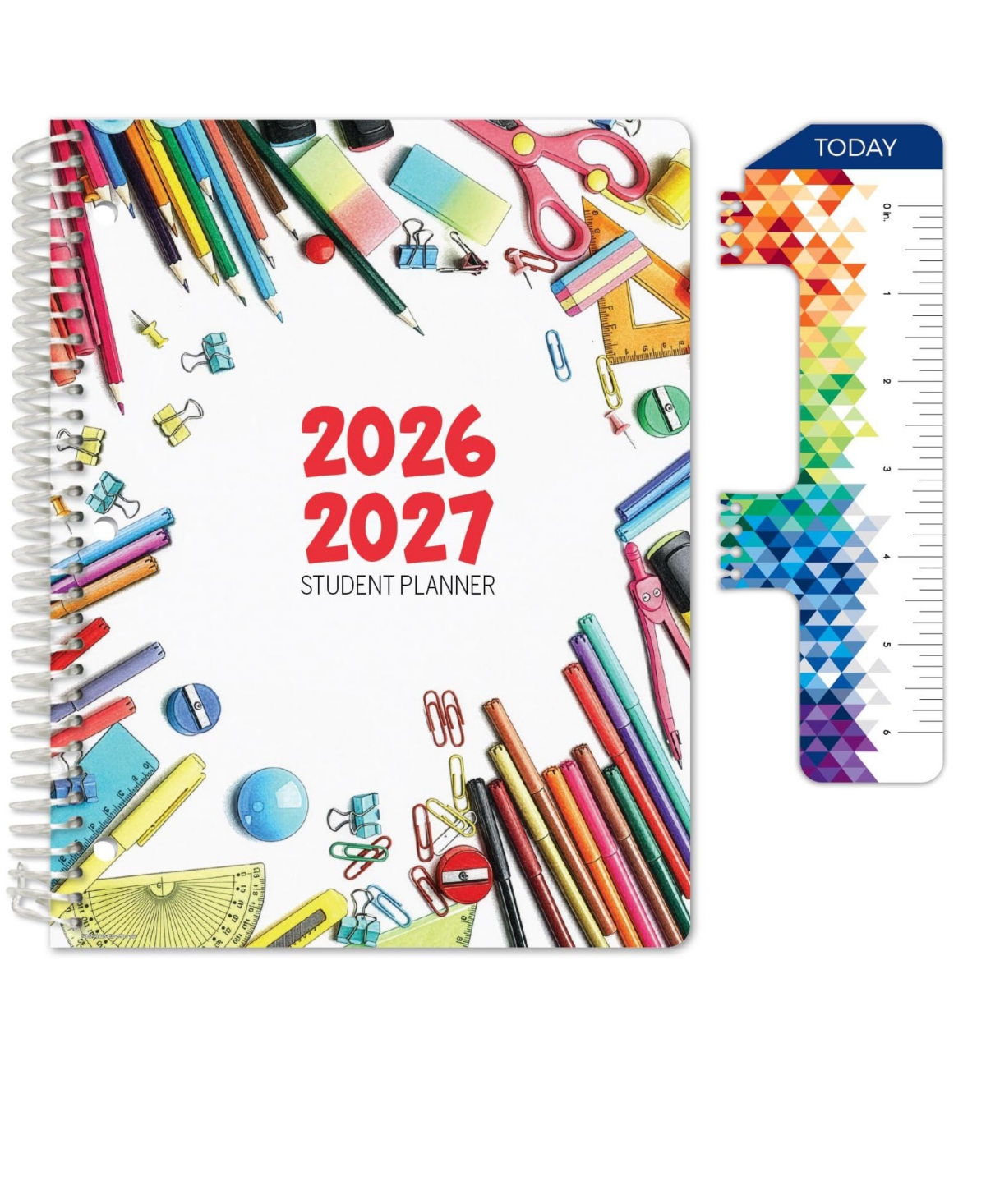 Danrong Elementary Student Planner Dated Weekly Monthly Academic Block Format with Ruler Bookmark Stickers Study Resource Pages - School supplies