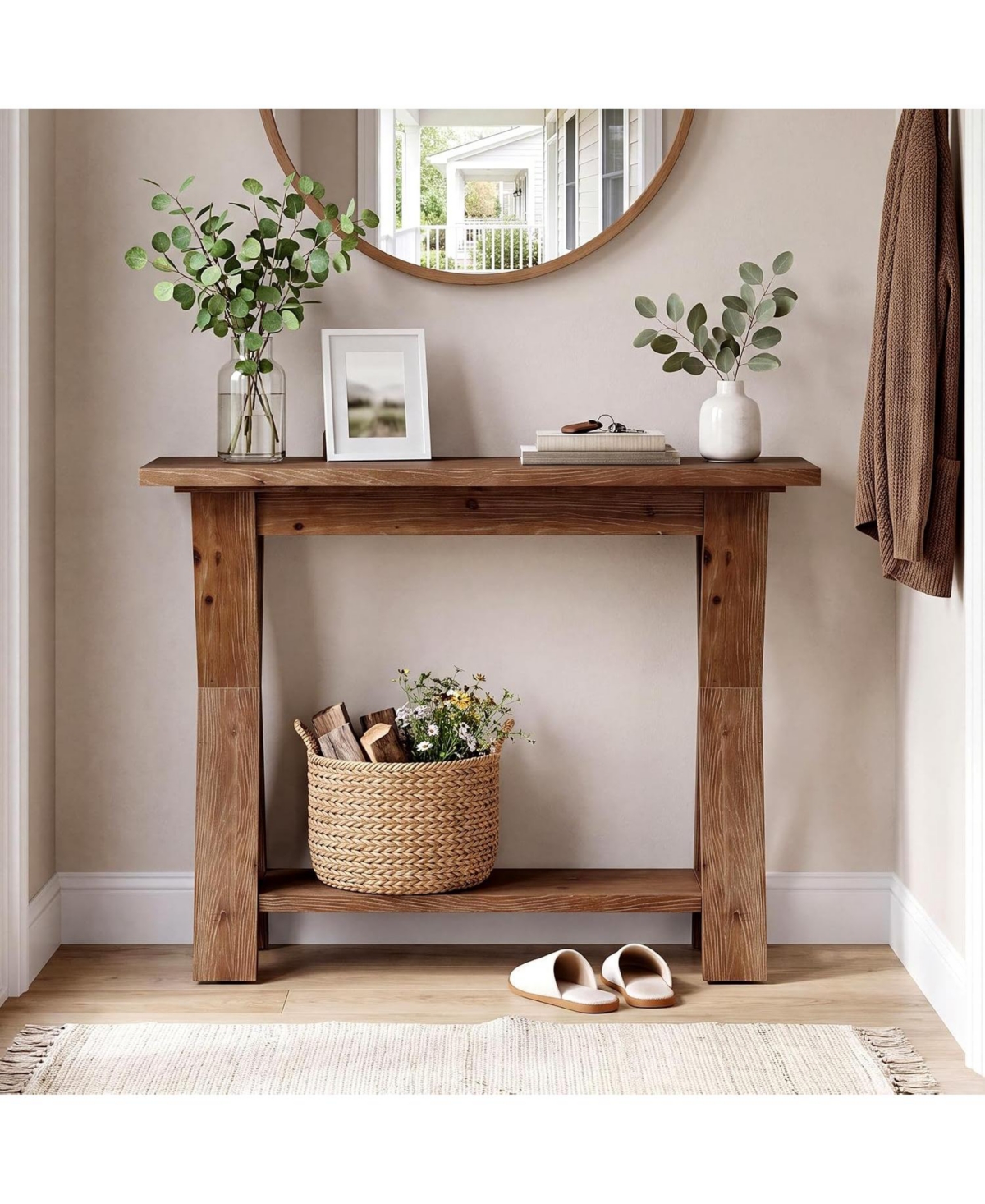 Tribesigns Farmhouse Solid Wood Console Table, Narrow Entryway Table