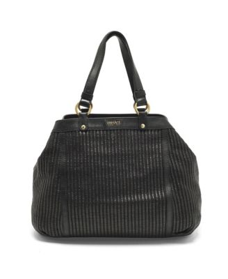 Women's Textured Leather and Raffia Tote