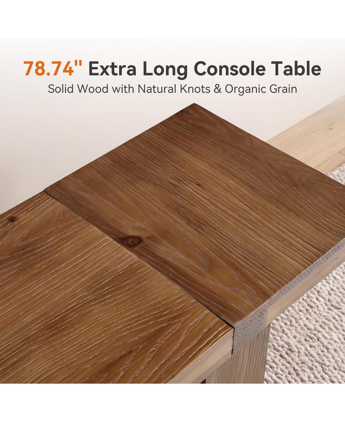 Tribesigns Solid Wood Console Sofa Table, Farmhouse Long Entryway Table Behind Couch