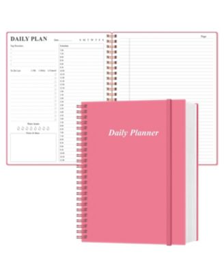Undated Daily Planner Hourly Schedule To Do List Notebook with Pocket and Closure