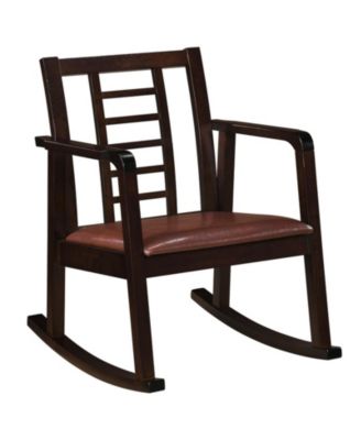 Wooden Ladder-Back Rocking Chair with Upholstered Seat