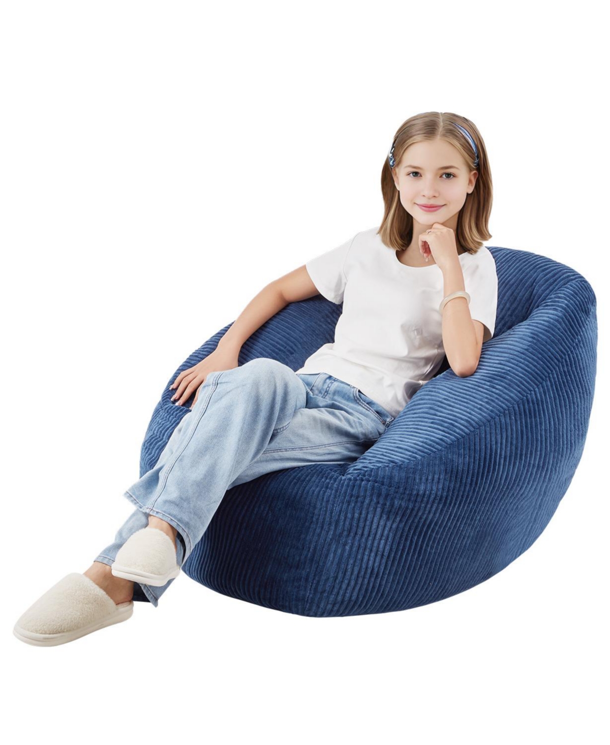 Gouun 3-Foot Bean Bag Chair with Soft Armrests - Blue