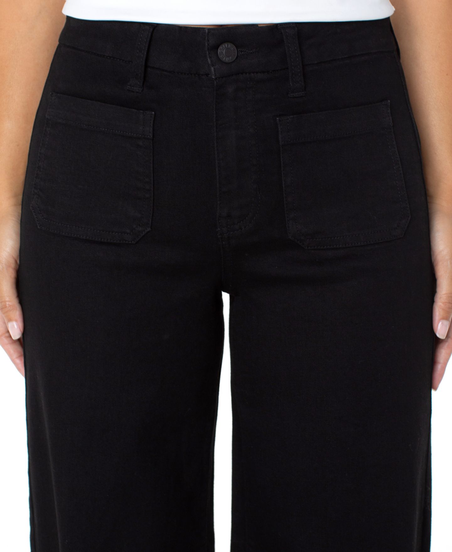 Женские джинсы Celebrity Pink Juniors' High-Rise Patch-Pocket Wide-Leg, цвет: Чёрный — фото 4