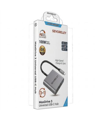 MaxDrive 3 3-in-1 4K HDMI 100W Power Delivery USB-C Hub for USB-C Devices