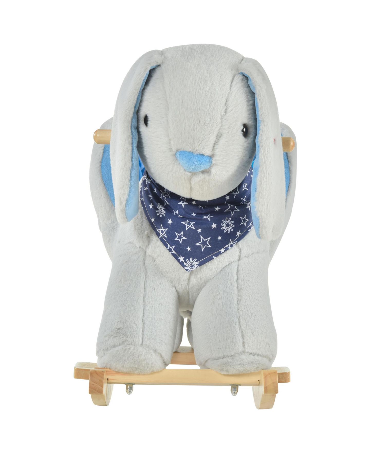 Детские мягкие игрушки Glintex Kids Rocking Horse Bunny Rocker with Lullaby Music, Plush Ride-On Toy with Wood Base and Seat Belt for Toddlers 18-36 Months, Grey, цвет: Серый — фото 8
