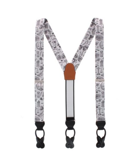 Мужские подтяжки TRAFALGAR Silk Esquire Law Suspenders, цвет: Серебряный
