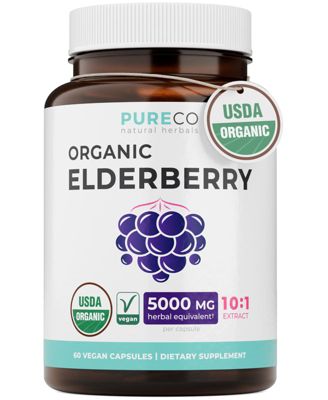 Elderberry Extract Capsules 5000 mg Herbal Equivalent 60 Capsules