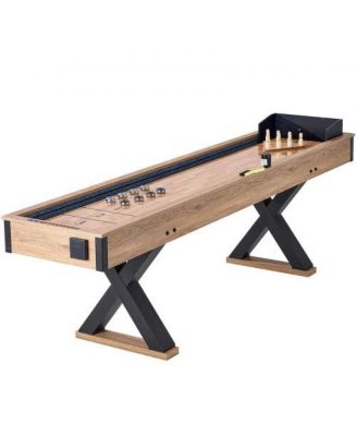 2-in-1 Shuffleboard Table with Bowling Game Set, 9-Foot, Ages 18+