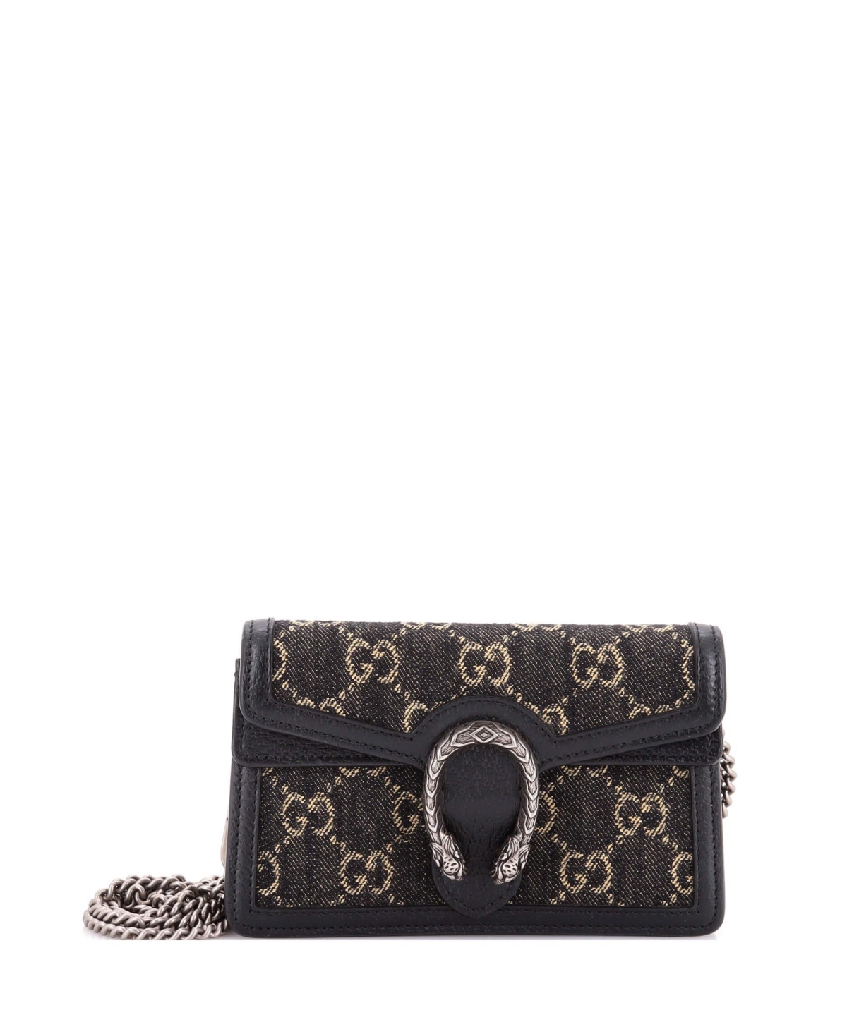 Pre-Owned Gucci Super Mini Dionysus Bag Gg Denim - Black