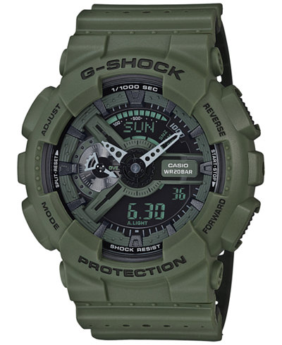 G-Shock Men's Analog-Digital Green/Black Dual Layer Resin Strap Watch 51x55mm GA110LP-3A