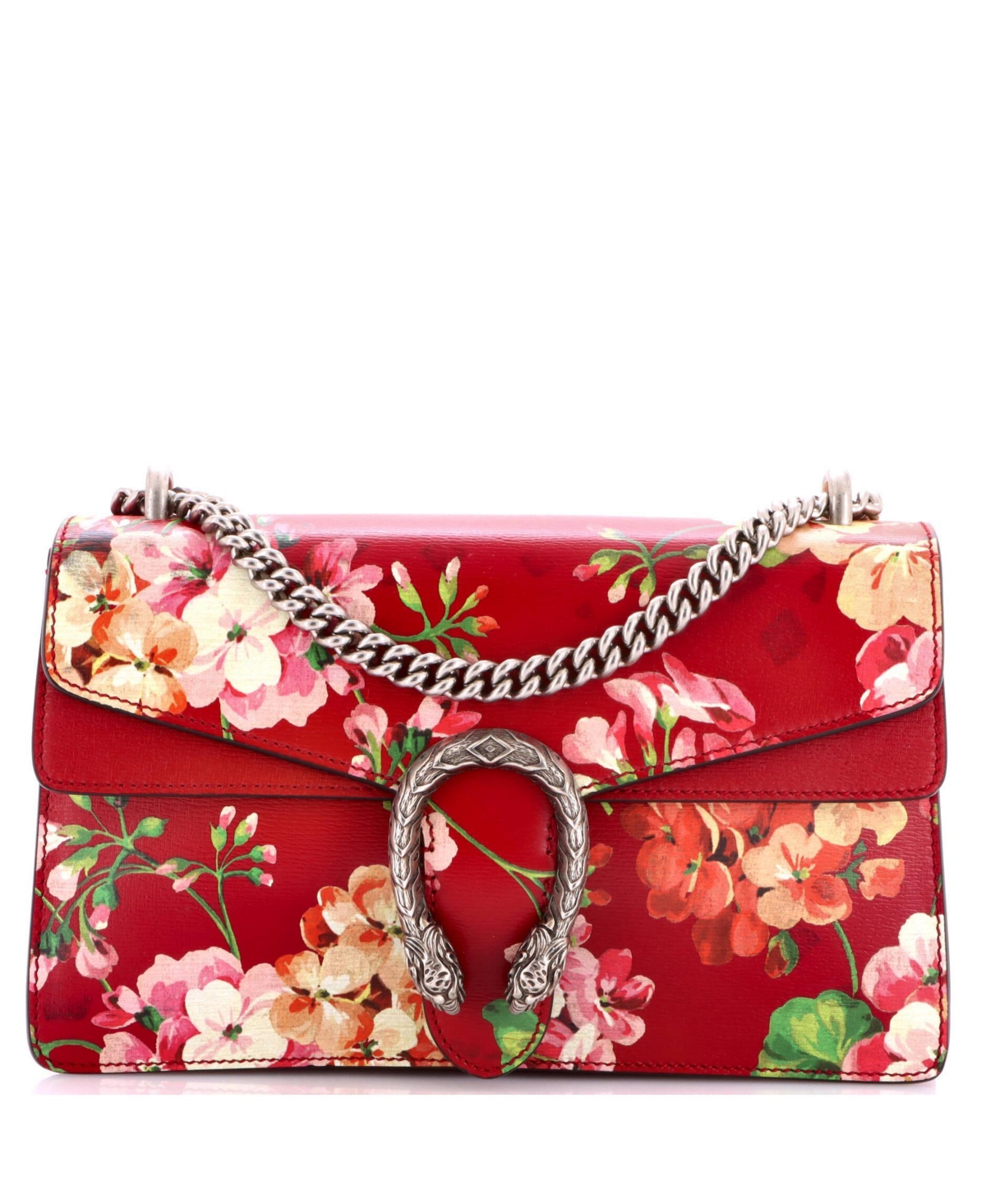 Pre-Owned Gucci Small Dionysus Bag Blooms Print Leather - Red