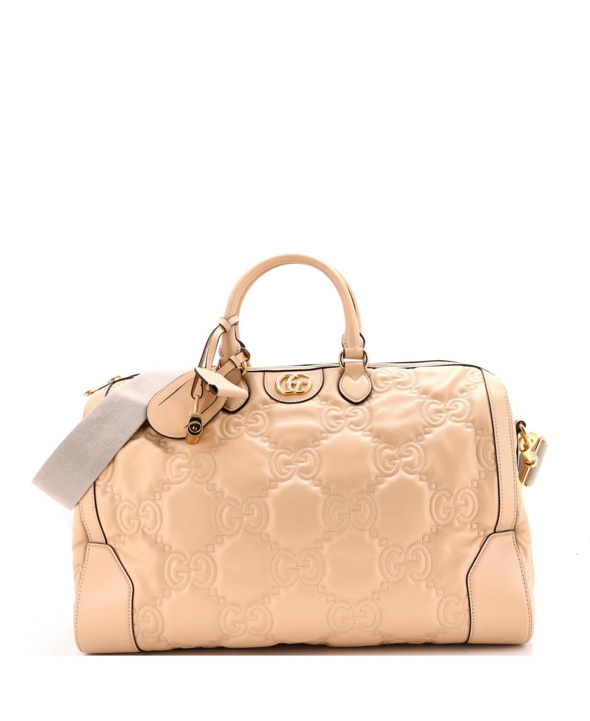 Pre-Owned Gucci Medium Convertible Boston Top Handle Gg Matelasse Leather Shoulder Bag - Natural