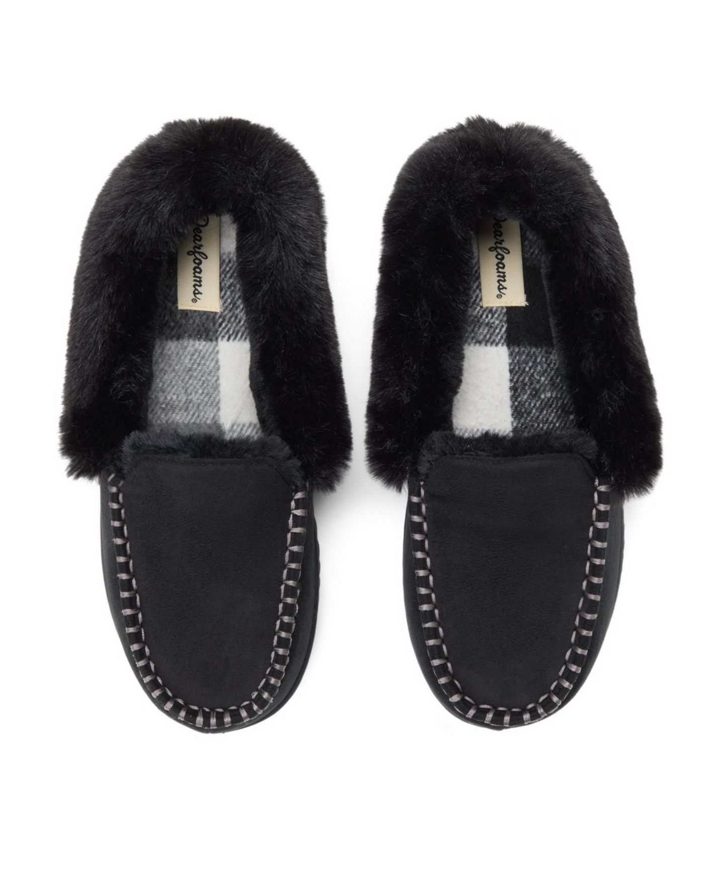 Женские тапочки Dearfoams Ryland Cabin Moccasin Slipper, цвет: Чёрный — фото 4