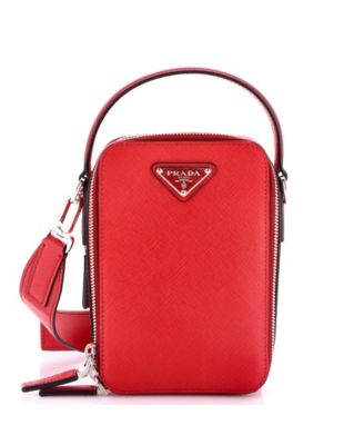 Vertical Small Saffiano Leather Brique Crossbody Bag