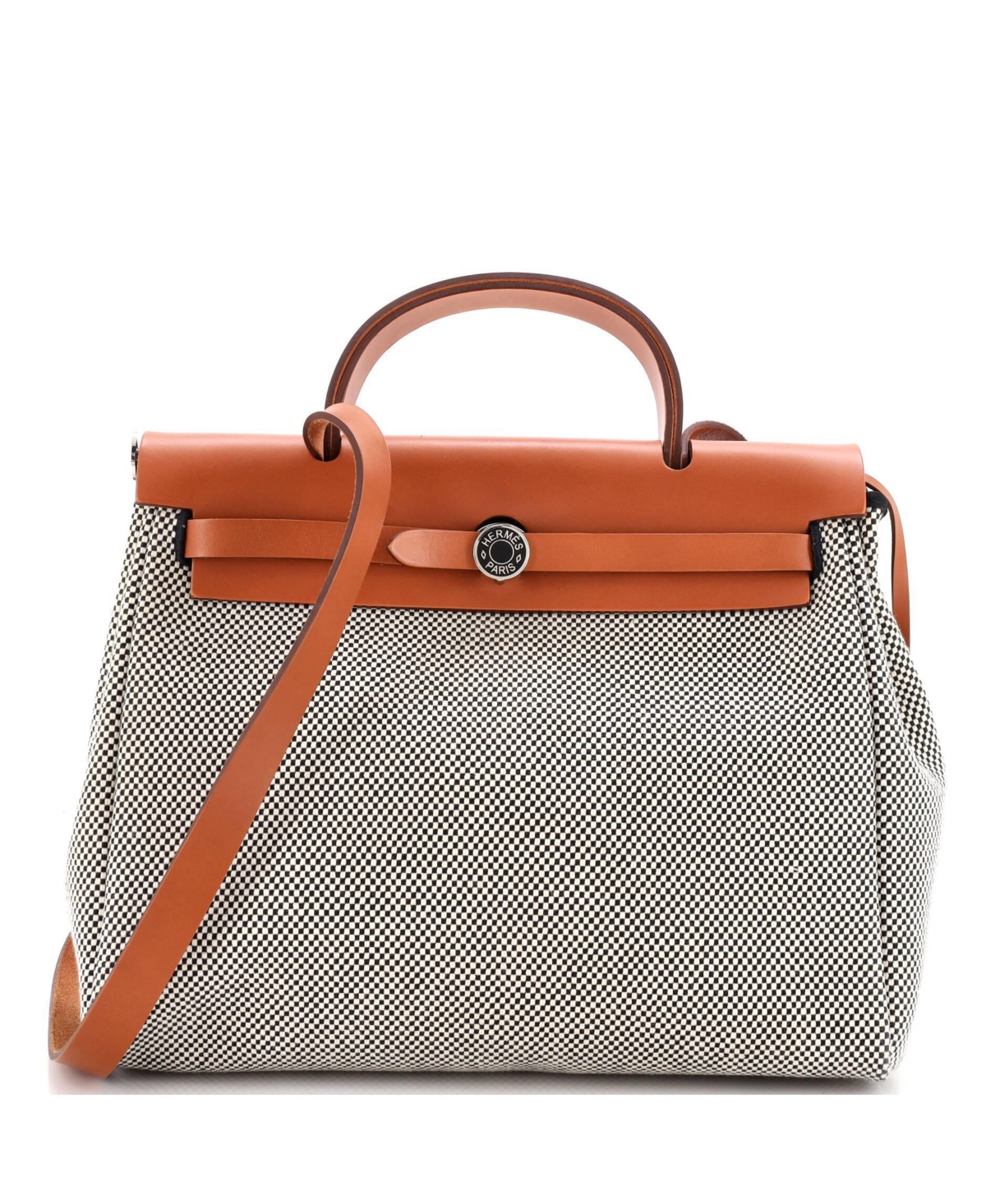 Pre-Owned Hermes 31 Herbag Zip Criss Viking Toile and Leather - Brown