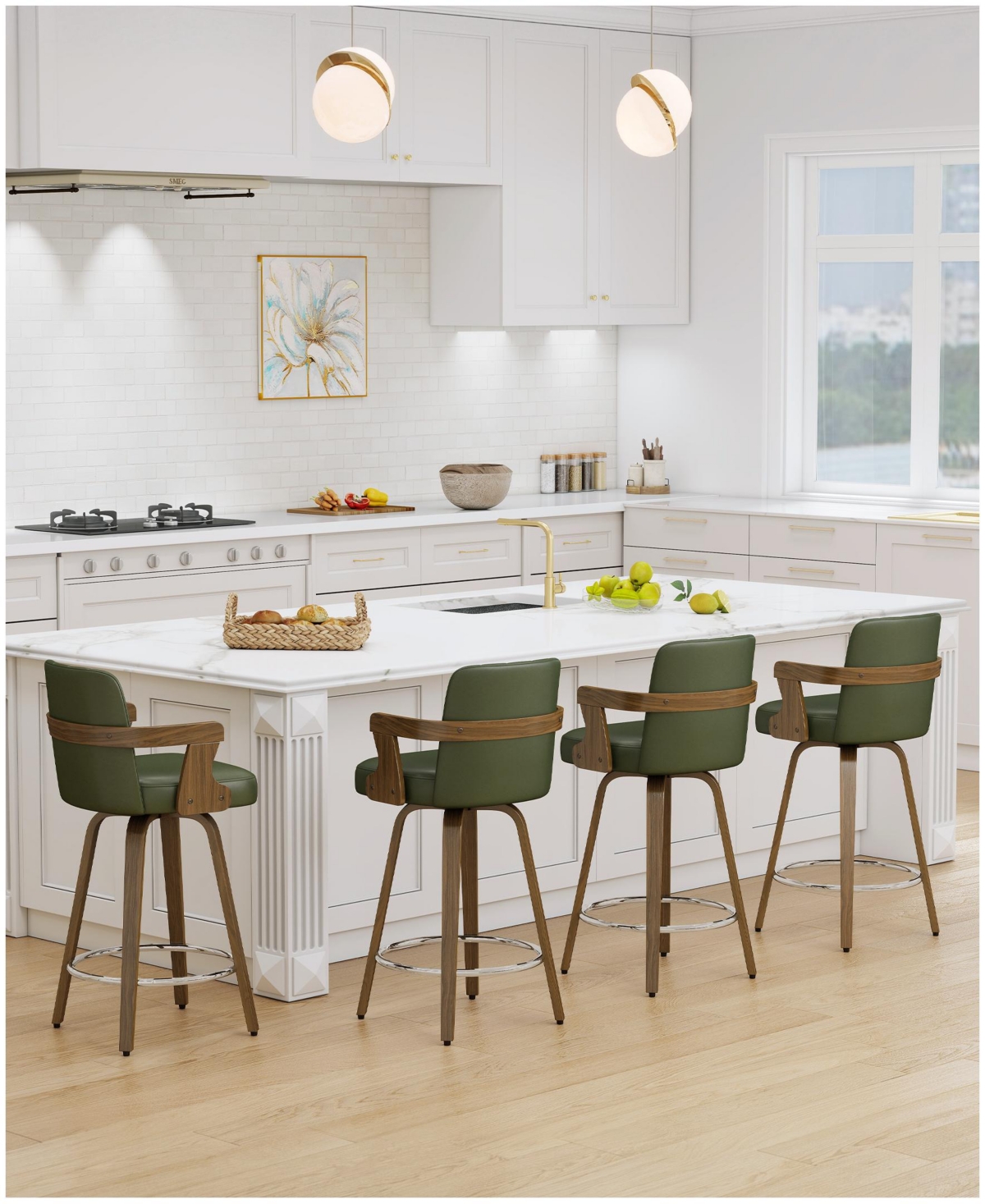 Bekrvio 27" Mid-Century Swivel Counter Height Bar Stools