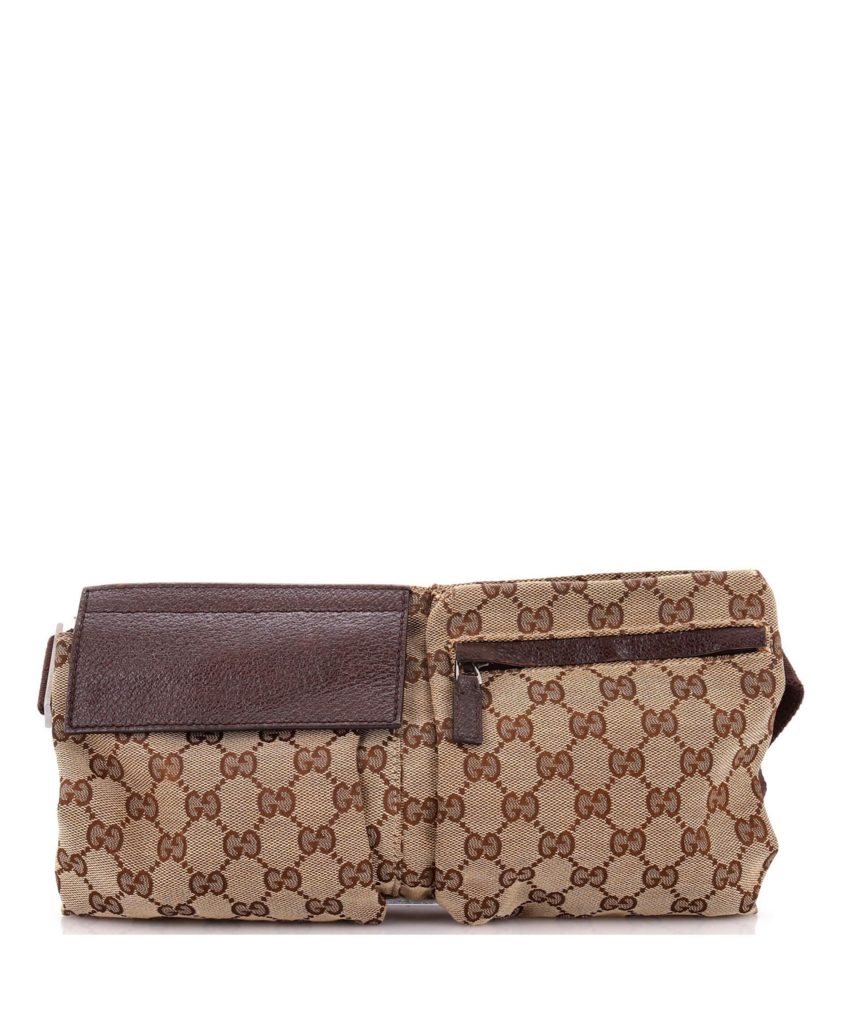 Pre-Owned Gucci Vintage Double Gg Canvas Belt Bag - Brown