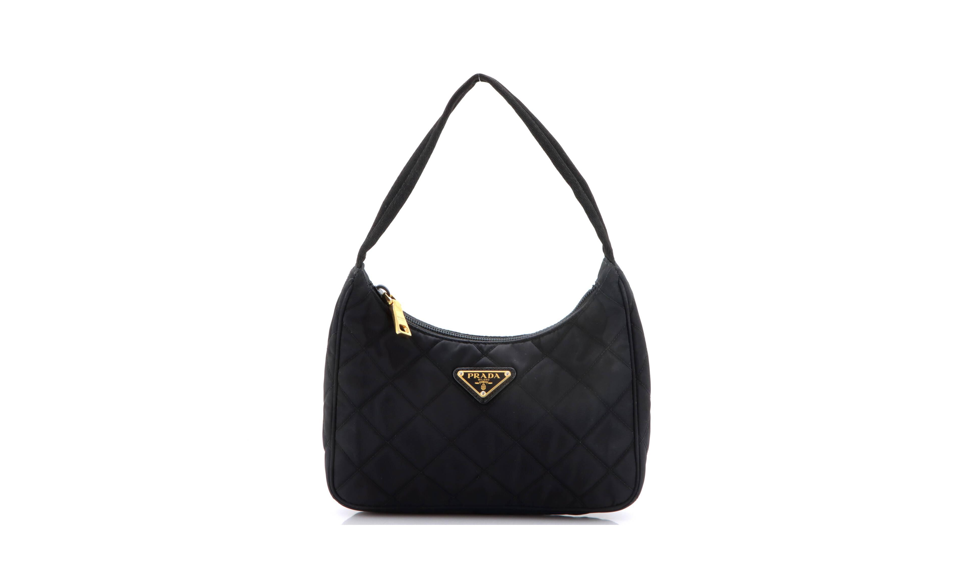 Pre-Owned Prada Mini Hobo Quilted Tessuto