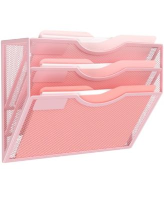 Wall File Organizer 5 Vertical Pockets Metal Wall Mounted Holder
