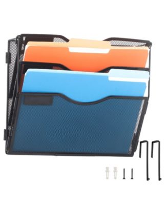 5 Pocket Wall File Organizer With Nametag Labels Hanging Storage Rack For Office Cubicle