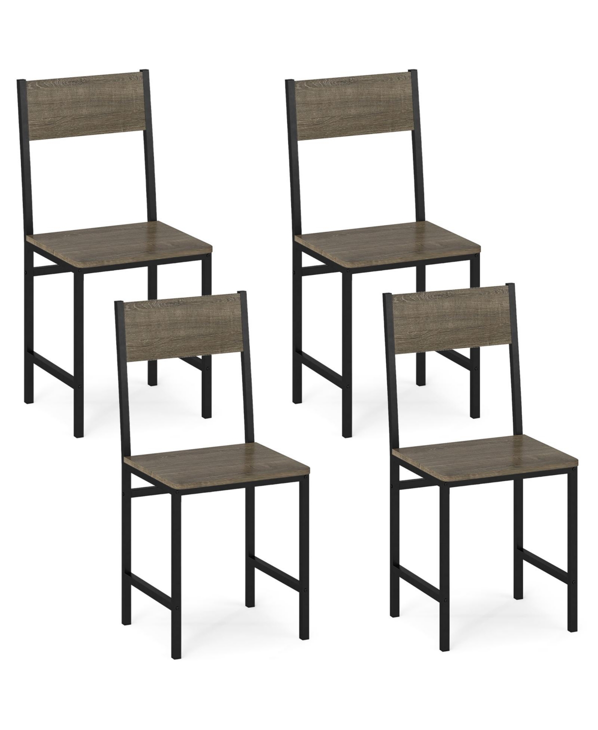 Mecale Set of 4 Dining Chairs with Metal Legs and Slanted Back