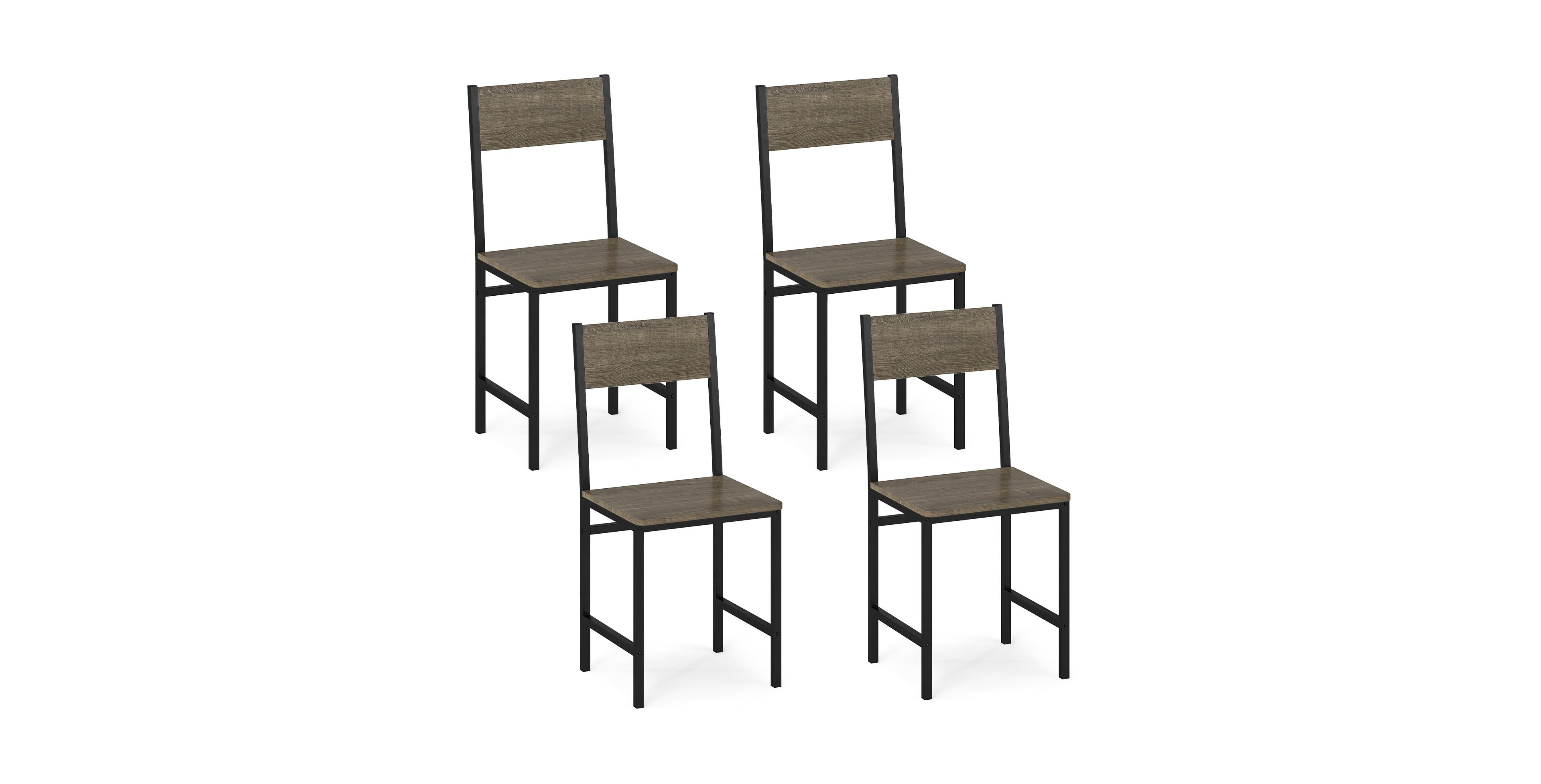 Mecale Set of 4 Dining Chairs with Metal Legs and Slanted Back