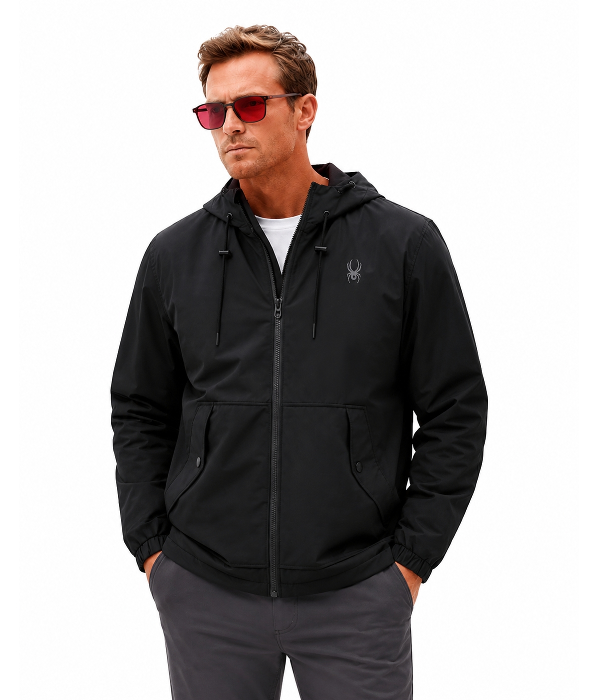Spyder Men's Gale Lightweight Hooded Windbreaker